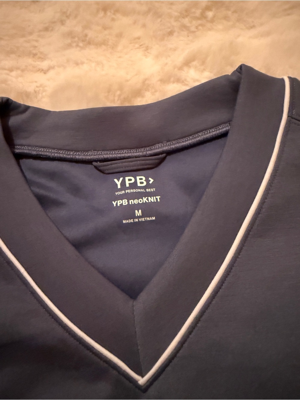 YPB Navy V-Neck NeoKnit Sweater with Contrast Piping